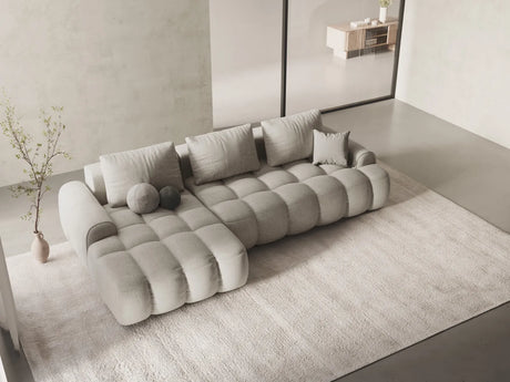 Linz 3-Sitzer Ecksofa mit Schlaffunktion, Linke Seite, aus Strukturierter Stoff in Beige (Sorella 03), 275x142 cm von Cosmopolitan Design – Bild 2