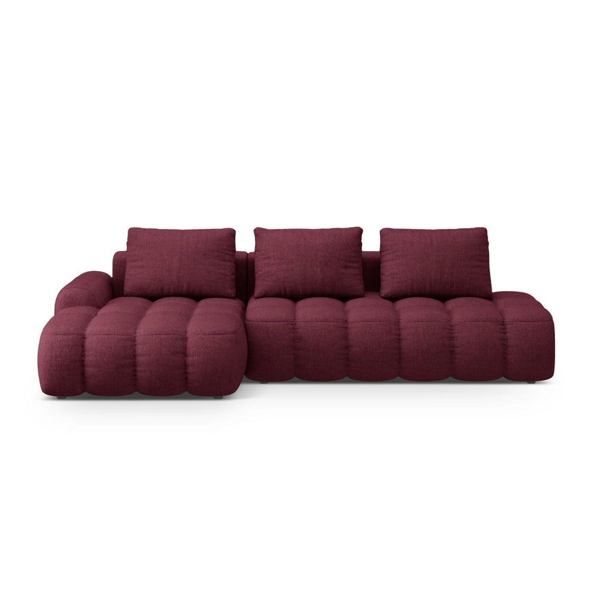 Linz 3-Sitzer Ecksofa mit Schlaffunktion, Linke Seite, aus Strukturierter Stoff in Burgund (Sorella 59), 275x142 cm von Cosmopolitan Design – Bild 1