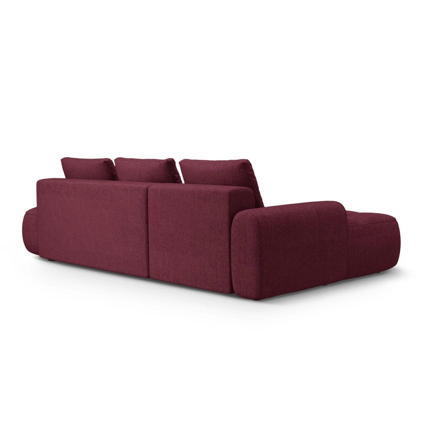 Linz 3-Sitzer Ecksofa mit Schlaffunktion, Linke Seite, aus Strukturierter Stoff in Burgund (Sorella 59), 275x142 cm von Cosmopolitan Design – Bild 7