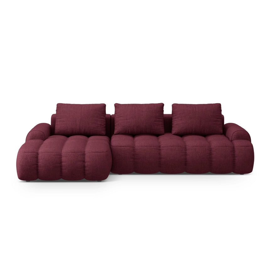 Linz 3-Sitzer Ecksofa mit Schlaffunktion, Linke Seite, aus Strukturierter Stoff in Burgund (Sorella 59), 275x142 cm von Cosmopolitan Design – Bild 1