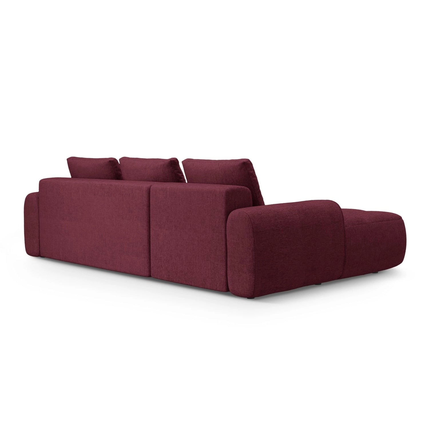 Linz 3-Sitzer Ecksofa mit Schlaffunktion, Linke Seite, aus Strukturierter Stoff in Burgund (Sorella 59), 275x142 cm von Cosmopolitan Design – Bild 7