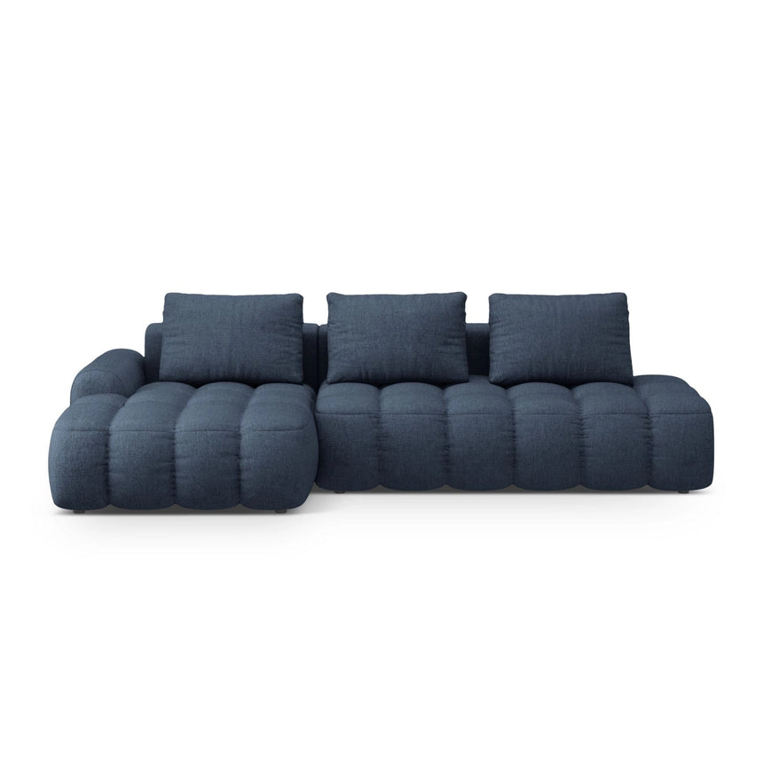 Linz 3-Sitzer Ecksofa mit Schlaffunktion, Linke Seite, aus Strukturierter Stoff in Dunkelblau (Sorella 77), 275x142 cm von Cosmopolitan Design – Bild 1