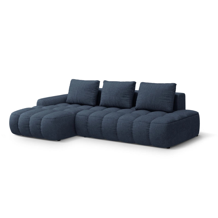 Linz 3-Sitzer Ecksofa mit Schlaffunktion, Linke Seite, aus Strukturierter Stoff in Dunkelblau (Sorella 77), 275x142 cm von Cosmopolitan Design – Bild 4