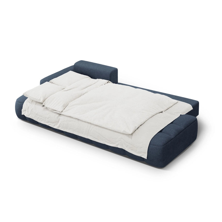Linz 3-Sitzer Ecksofa mit Schlaffunktion, Linke Seite, aus Strukturierter Stoff in Dunkelblau (Sorella 77), 275x142 cm von Cosmopolitan Design – Bild 6