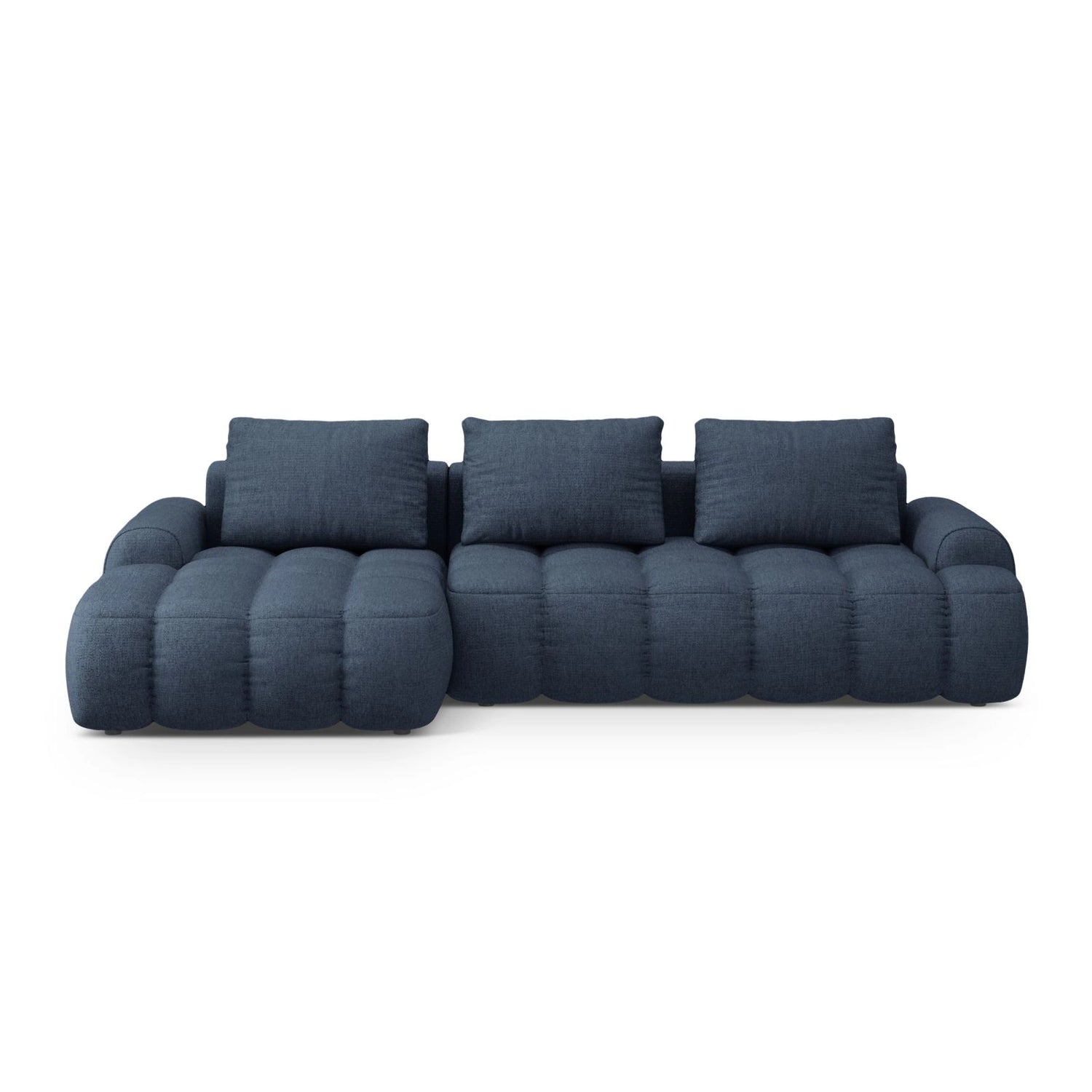 Linz 3-Sitzer Ecksofa mit Schlaffunktion, Linke Seite, aus Strukturierter Stoff in Dunkelblau (Sorella 77), 275x142 cm von Cosmopolitan Design – Bild 1