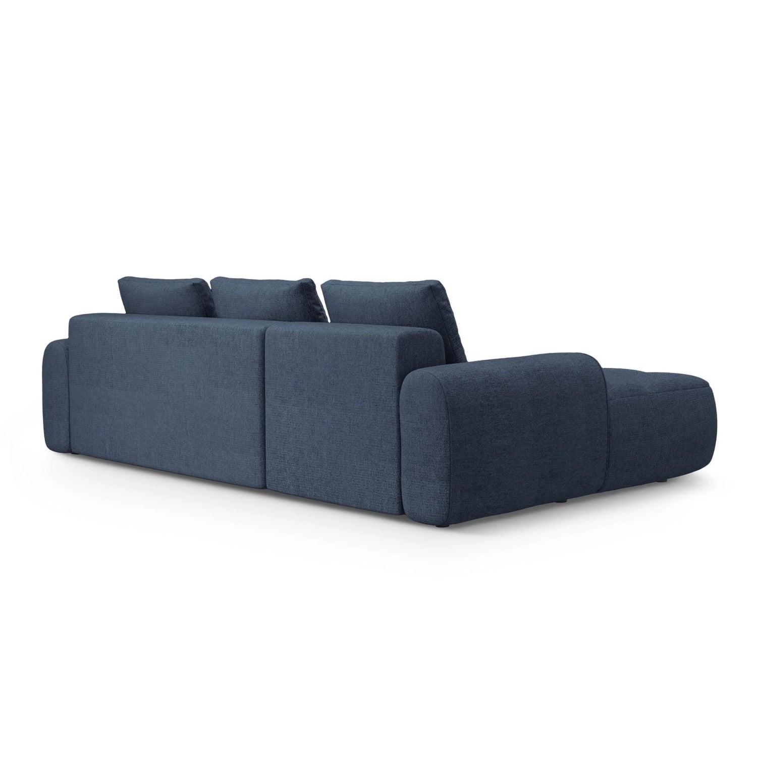Linz 3-Sitzer Ecksofa mit Schlaffunktion, Linke Seite, aus Strukturierter Stoff in Dunkelblau (Sorella 77), 275x142 cm von Cosmopolitan Design – Bild 7