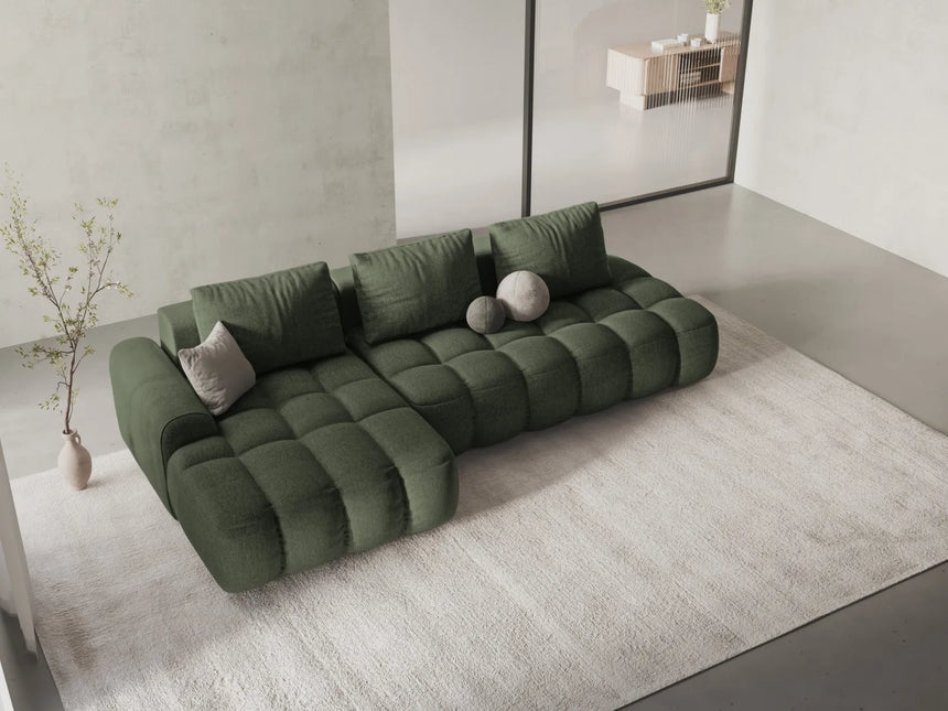 Linz 3-Sitzer Ecksofa mit Schlaffunktion, Linke Seite, aus Strukturierter Stoff in Dunkles olivgrün (Sorella 34), 275x142 cm von Cosmopolitan Design – Bild 2