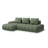 Linz 3-Sitzer Ecksofa mit Schlaffunktion, Linke Seite, aus Strukturierter Stoff in Dunkles olivgrün (Sorella 34), 275x142 cm von Cosmopolitan Design – Bild 4
