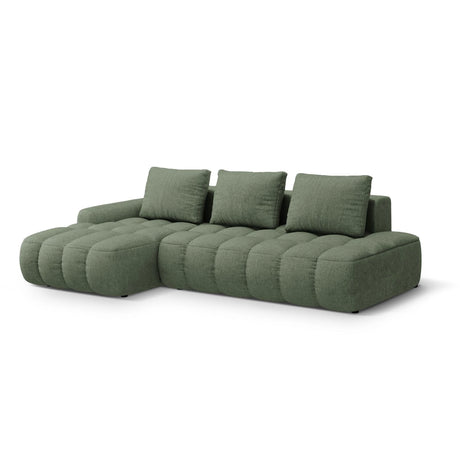 Linz 3-Sitzer Ecksofa mit Schlaffunktion, Linke Seite, aus Strukturierter Stoff in Dunkles olivgrün (Sorella 34), 275x142 cm von Cosmopolitan Design – Bild 4