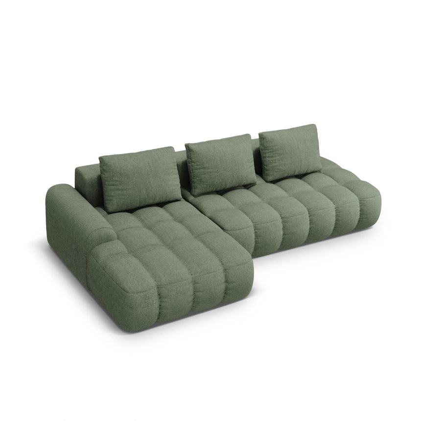 Linz 3-Sitzer Ecksofa mit Schlaffunktion, Linke Seite, aus Strukturierter Stoff in Dunkles olivgrün (Sorella 34), 275x142 cm von Cosmopolitan Design – Bild 5
