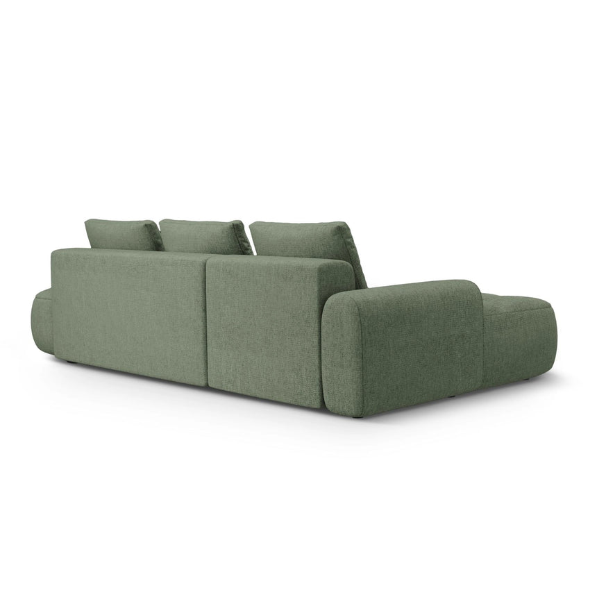 Linz 3-Sitzer Ecksofa mit Schlaffunktion, Linke Seite, aus Strukturierter Stoff in Dunkles olivgrün (Sorella 34), 275x142 cm von Cosmopolitan Design – Bild 7