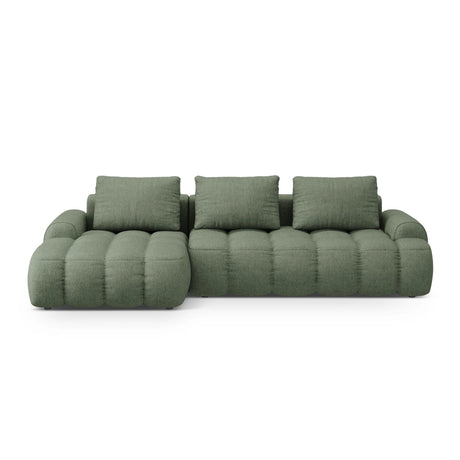 Linz 3-Sitzer Ecksofa mit Schlaffunktion, Linke Seite, aus Strukturierter Stoff in Dunkles olivgrün (Sorella 34), 275x142 cm von Cosmopolitan Design – Bild 1