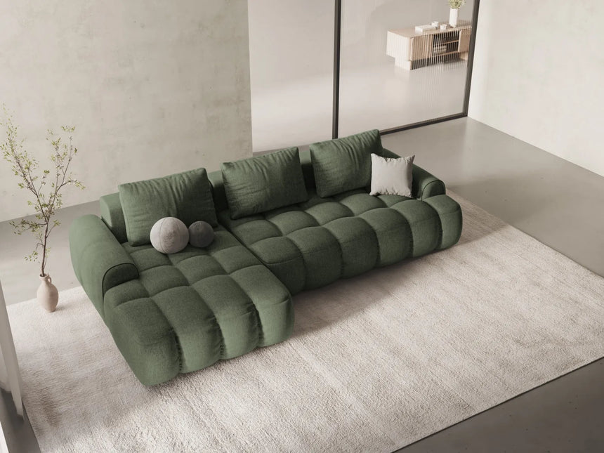 Linz 3-Sitzer Ecksofa mit Schlaffunktion, Linke Seite, aus Strukturierter Stoff in Dunkles olivgrün (Sorella 34), 275x142 cm von Cosmopolitan Design – Bild 2