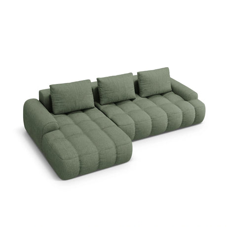 Linz 3-Sitzer Ecksofa mit Schlaffunktion, Linke Seite, aus Strukturierter Stoff in Dunkles olivgrün (Sorella 34), 275x142 cm von Cosmopolitan Design – Bild 5