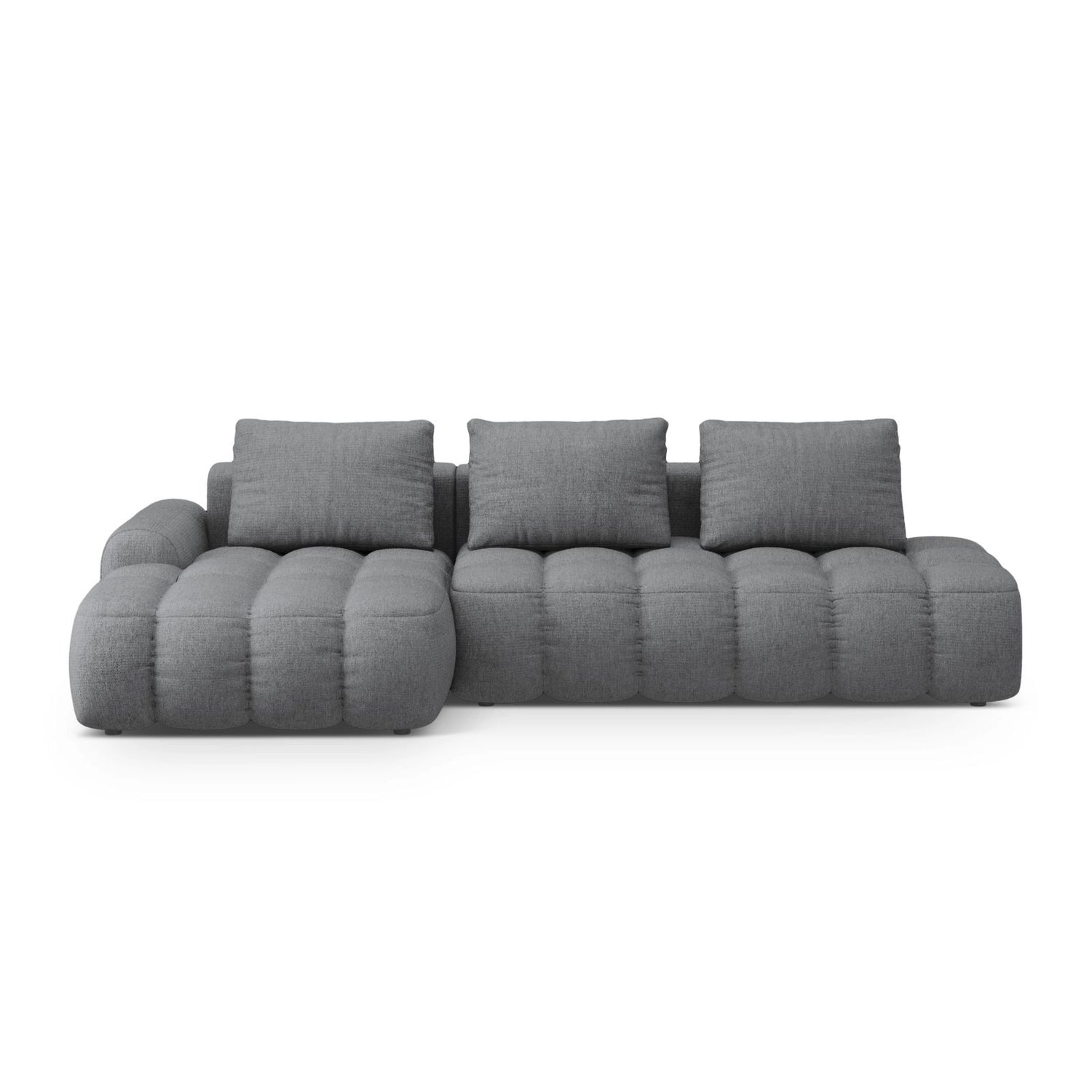 Linz 3-Sitzer Ecksofa mit Schlaffunktion, Linke Seite, aus Strukturierter Stoff in Grau (Sorella 89), 275x142 cm von Cosmopolitan Design – Bild 1