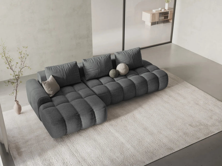 Linz 3-Sitzer Ecksofa mit Schlaffunktion, Linke Seite, aus Strukturierter Stoff in Grau (Sorella 89), 275x142 cm von Cosmopolitan Design – Bild 2