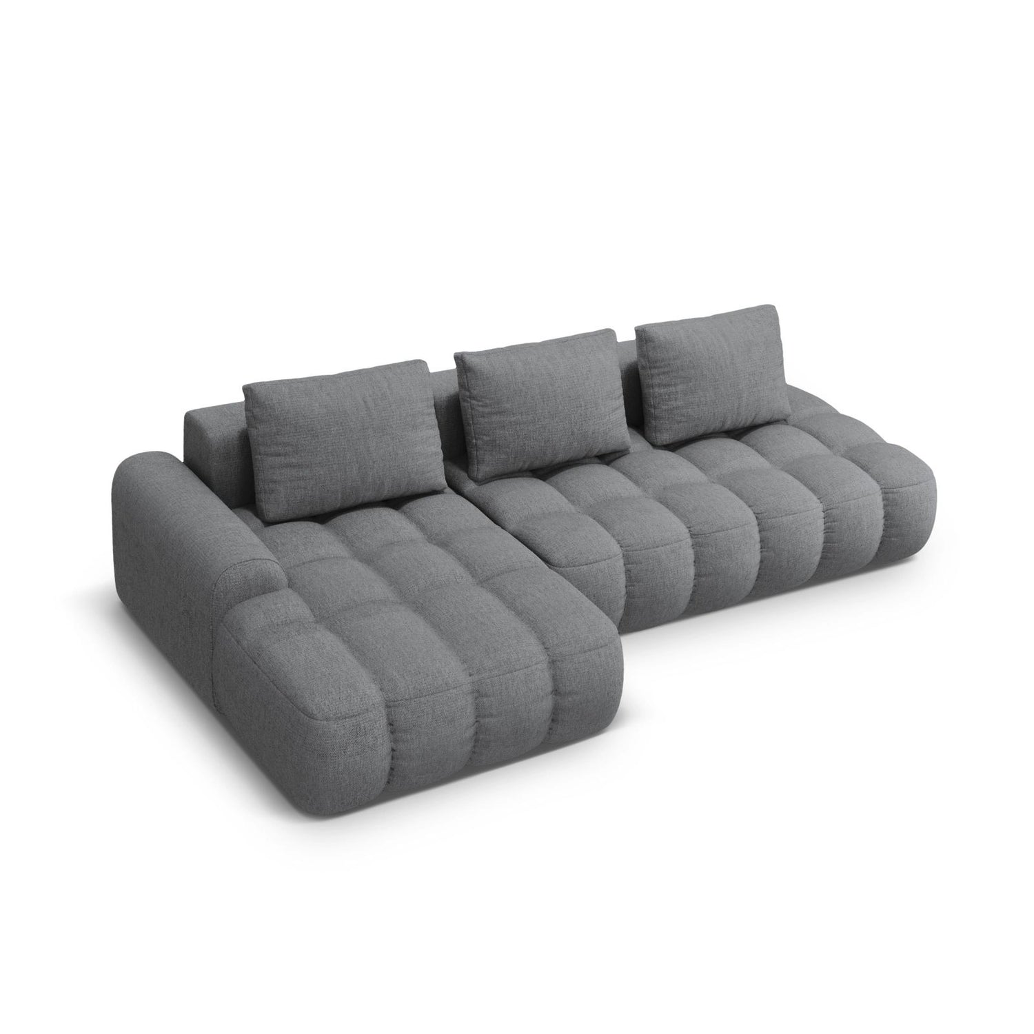 Linz 3-Sitzer Ecksofa mit Schlaffunktion, Linke Seite, aus Strukturierter Stoff in Grau (Sorella 89), 275x142 cm von Cosmopolitan Design – Bild 5