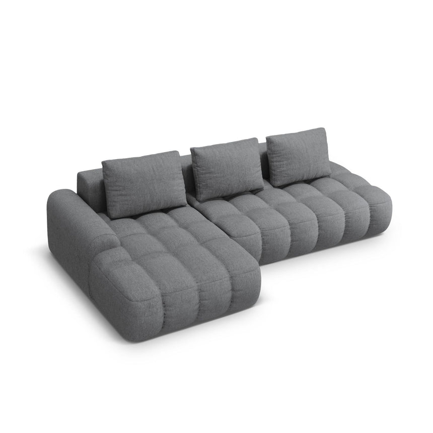 Linz 3-Sitzer Ecksofa mit Schlaffunktion, Linke Seite, aus Strukturierter Stoff in Grau (Sorella 89), 275x142 cm von Cosmopolitan Design – Bild 5