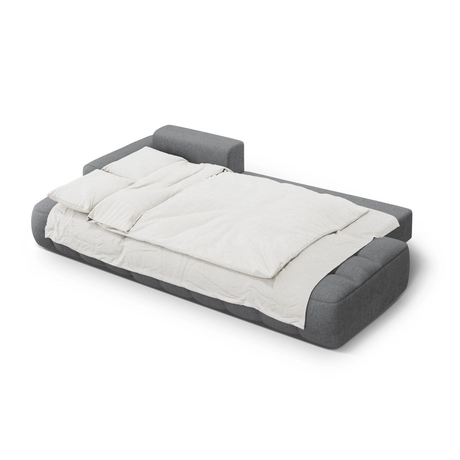 Linz 3-Sitzer Ecksofa mit Schlaffunktion, Linke Seite, aus Strukturierter Stoff in Grau (Sorella 89), 275x142 cm von Cosmopolitan Design – Bild 6