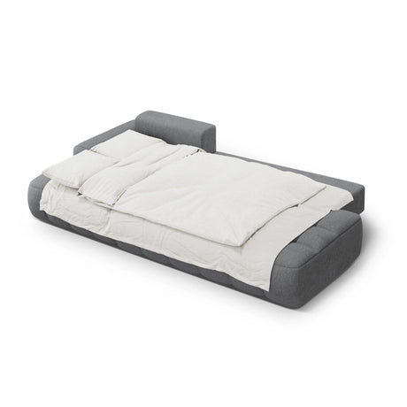 Linz 3-Sitzer Ecksofa mit Schlaffunktion, Linke Seite, aus Strukturierter Stoff in Grau (Sorella 89), 275x142 cm von Cosmopolitan Design – Bild 6
