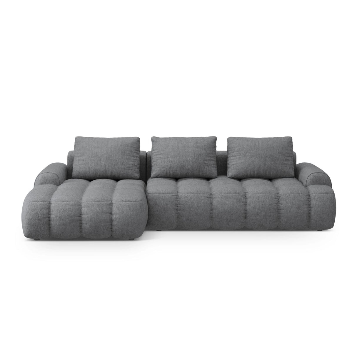 Linz 3-Sitzer Ecksofa mit Schlaffunktion, Linke Seite, aus Strukturierter Stoff in Grau (Sorella 89), 275x142 cm von Cosmopolitan Design – Bild 1