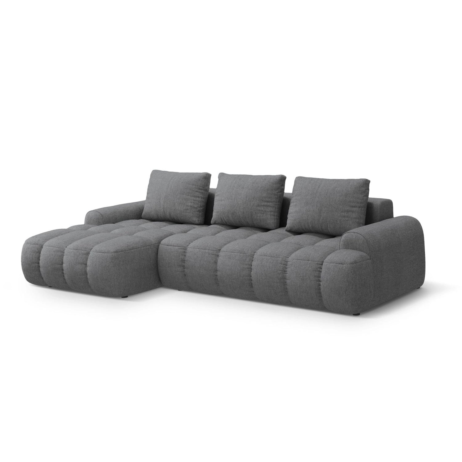 Linz 3-Sitzer Ecksofa mit Schlaffunktion, Linke Seite, aus Strukturierter Stoff in Grau (Sorella 89), 275x142 cm von Cosmopolitan Design – Bild 4