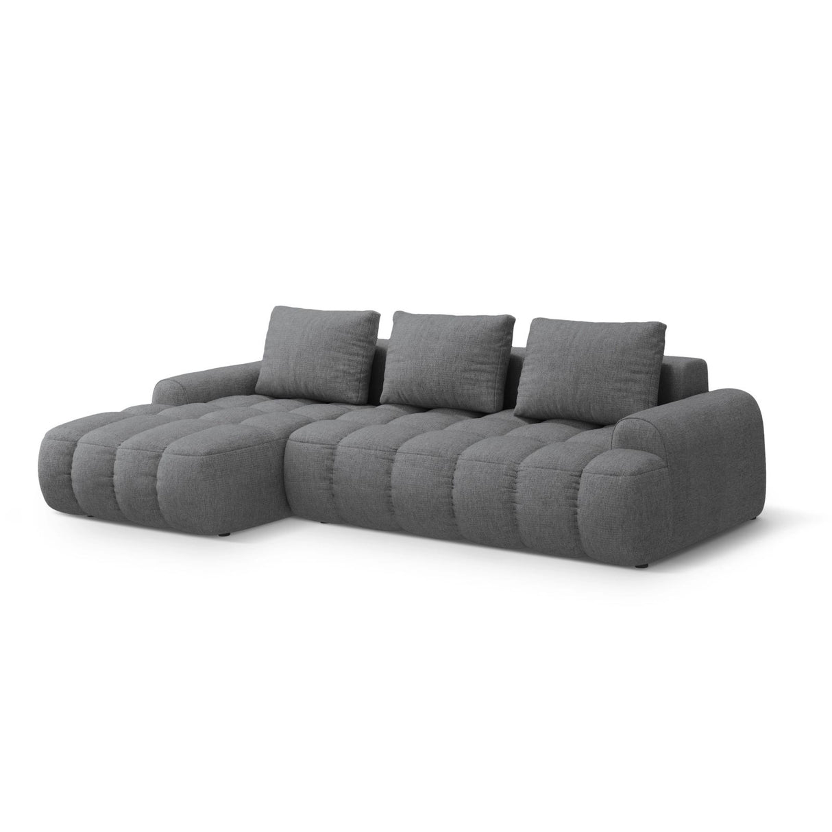 Linz 3-Sitzer Ecksofa mit Schlaffunktion, Linke Seite, aus Strukturierter Stoff in Grau (Sorella 89), 275x142 cm von Cosmopolitan Design – Bild 4