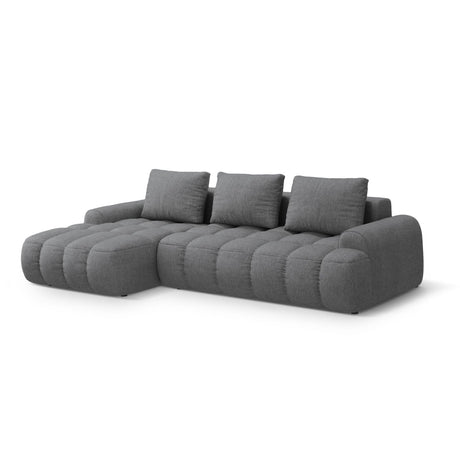 Linz 3-Sitzer Ecksofa mit Schlaffunktion, Linke Seite, aus Strukturierter Stoff in Grau (Sorella 89), 275x142 cm von Cosmopolitan Design – Bild 4
