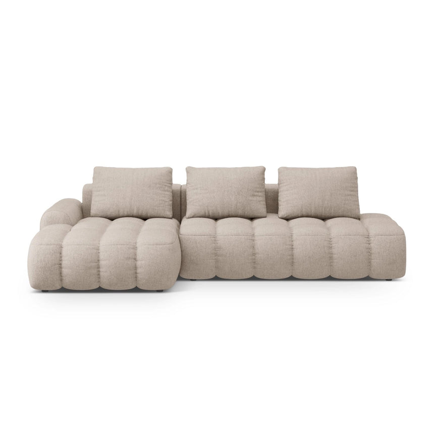 Linz 3-Sitzer Ecksofa mit Schlaffunktion, Linke Seite, aus Strukturierter Stoff in Sand (Sorella 05), 275x142 cm von Cosmopolitan Design – Bild 1