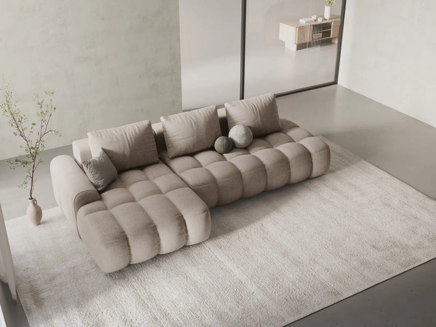 Linz 3-Sitzer Ecksofa mit Schlaffunktion, Linke Seite, aus Strukturierter Stoff in Sand (Sorella 05), 275x142 cm von Cosmopolitan Design – Bild 2
