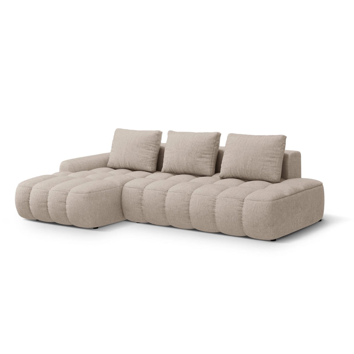 Linz 3-Sitzer Ecksofa mit Schlaffunktion, Linke Seite, aus Strukturierter Stoff in Sand (Sorella 05), 275x142 cm von Cosmopolitan Design – Bild 4