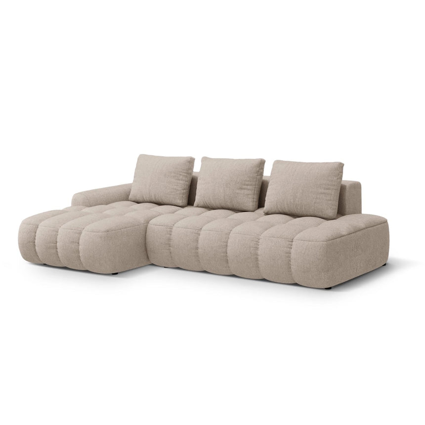 Linz 3-Sitzer Ecksofa mit Schlaffunktion, Linke Seite, aus Strukturierter Stoff in Sand (Sorella 05), 275x142 cm von Cosmopolitan Design – Bild 4
