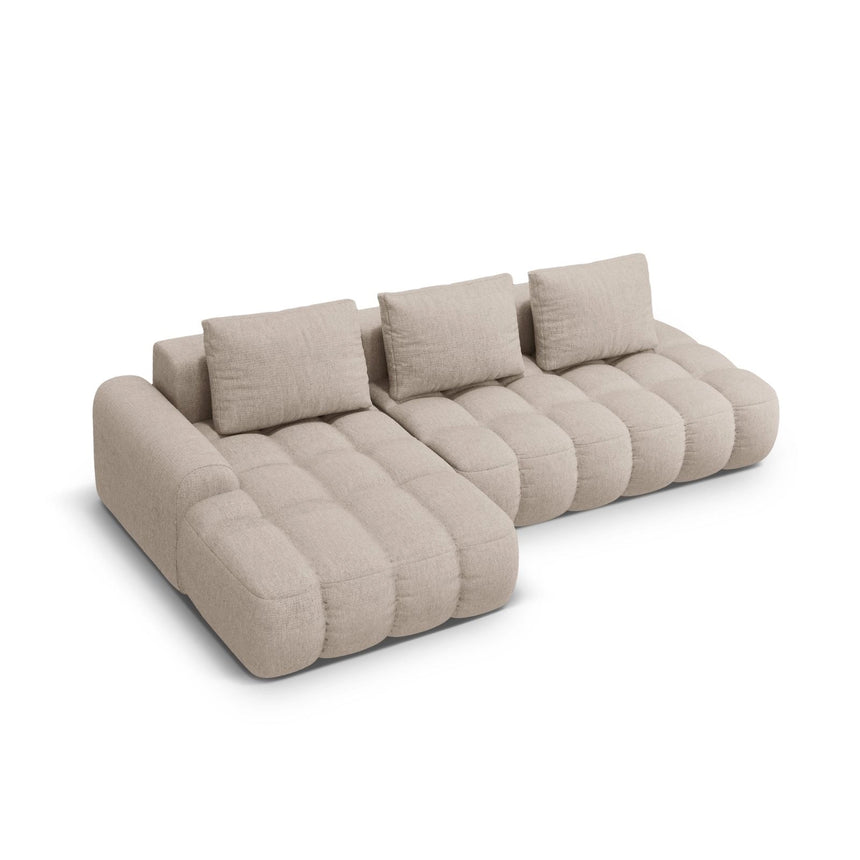 Linz 3-Sitzer Ecksofa mit Schlaffunktion, Linke Seite, aus Strukturierter Stoff in Sand (Sorella 05), 275x142 cm von Cosmopolitan Design – Bild 5