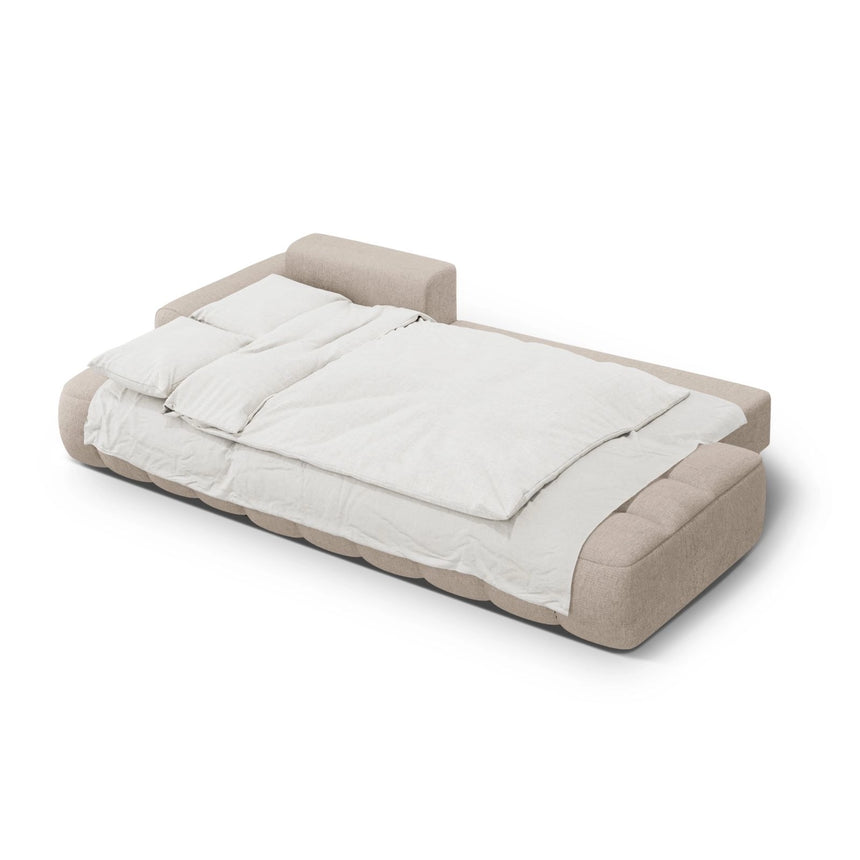 Linz 3-Sitzer Ecksofa mit Schlaffunktion, Linke Seite, aus Strukturierter Stoff in Sand (Sorella 05), 275x142 cm von Cosmopolitan Design – Bild 6