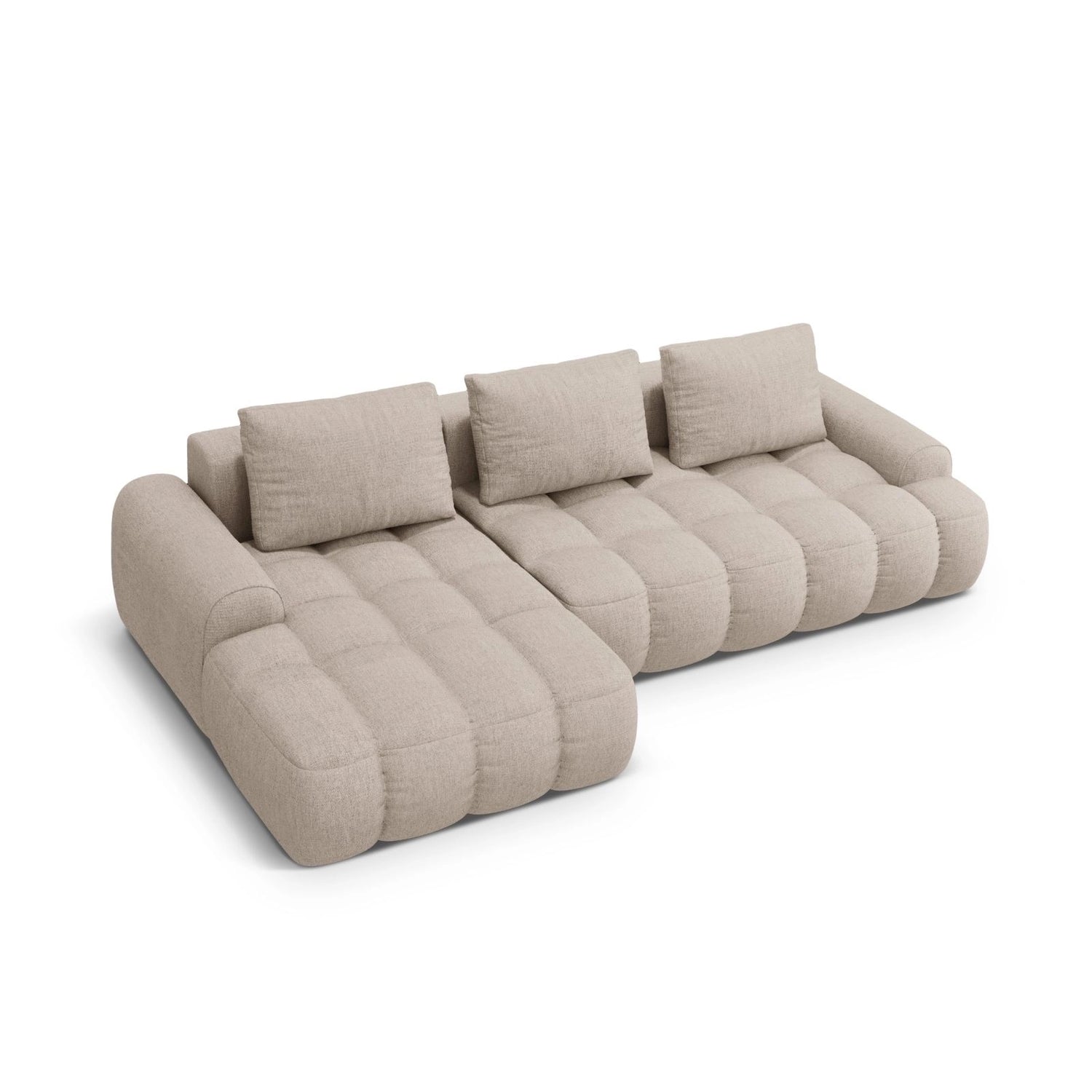 Linz 3-Sitzer Ecksofa mit Schlaffunktion, Linke Seite, aus Strukturierter Stoff in Sand (Sorella 05), 275x142 cm von Cosmopolitan Design – Bild 5