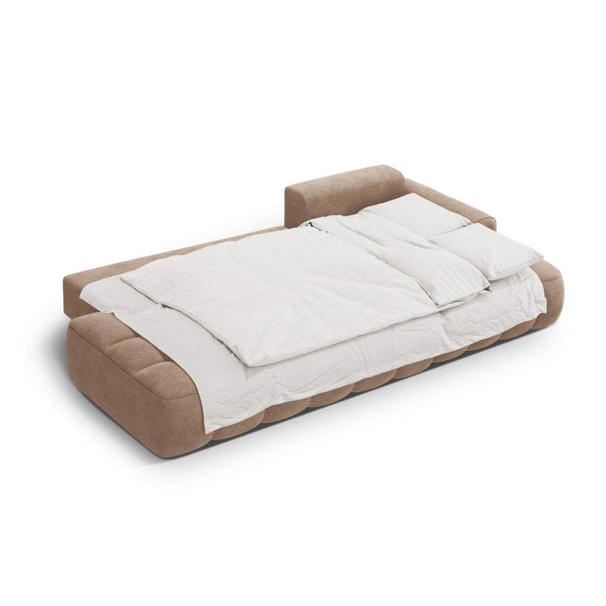 Linz 3-Sitzer Ecksofa mit Schlaffunktion, Rechte Seite, aus Samt in Dunkelbeige (Vogue 3), 275x142 cm von Cosmopolitan Design – Bild 6