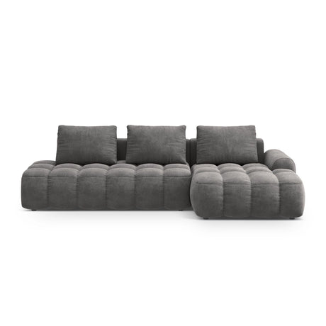 Linz 3-Sitzer Ecksofa mit Schlaffunktion, Rechte Seite, aus Samt in Grau (Vogue 15), 275x142 cm von Cosmopolitan Design – Bild 1