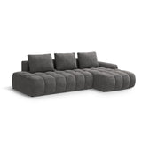 Linz 3-Sitzer Ecksofa mit Schlaffunktion, Rechte Seite, aus Samt in Grau (Vogue 15), 275x142 cm von Cosmopolitan Design – Bild 4