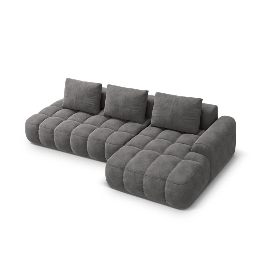 Linz 3-Sitzer Ecksofa mit Schlaffunktion, Rechte Seite, aus Samt in Grau (Vogue 15), 275x142 cm von Cosmopolitan Design – Bild 5