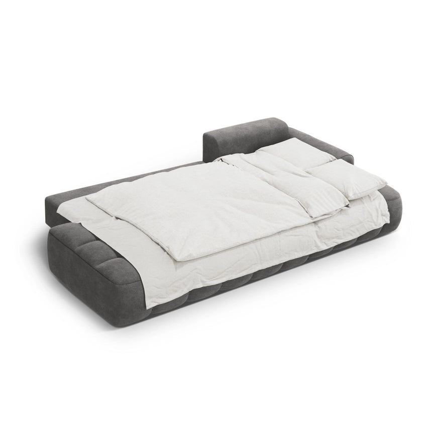 Linz 3-Sitzer Ecksofa mit Schlaffunktion, Rechte Seite, aus Samt in Grau (Vogue 15), 275x142 cm von Cosmopolitan Design – Bild 6