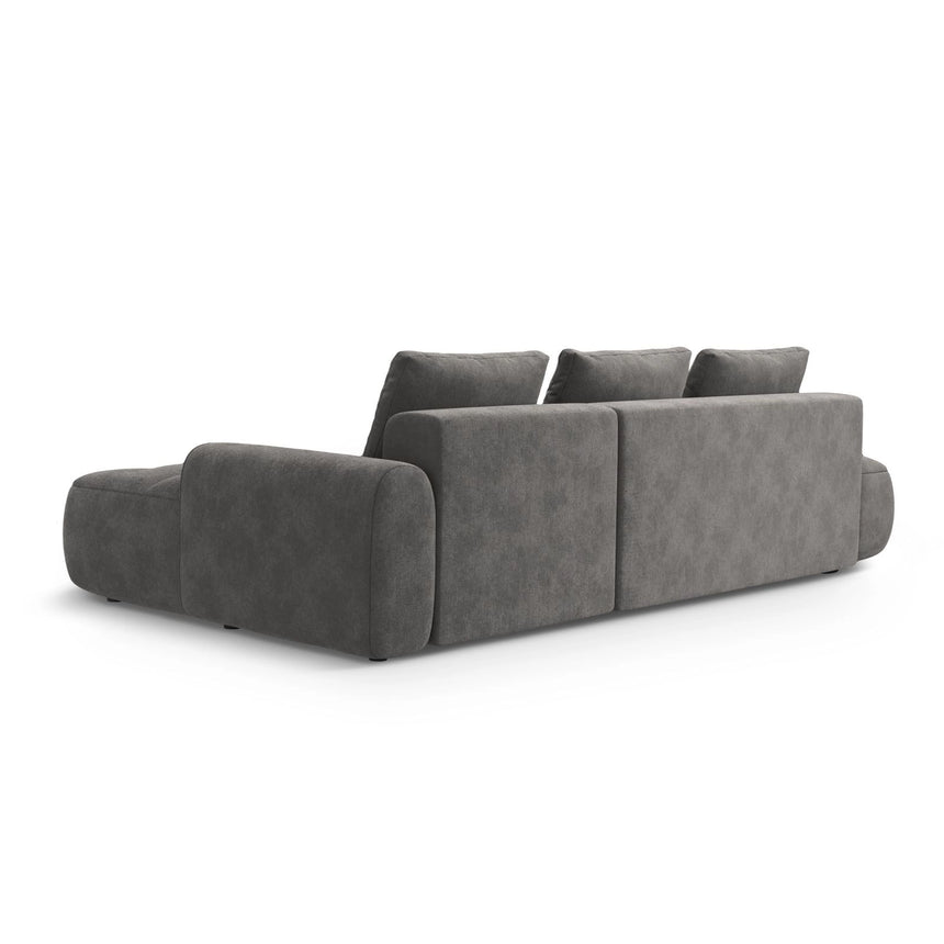 Linz 3-Sitzer Ecksofa mit Schlaffunktion, Rechte Seite, aus Samt in Grau (Vogue 15), 275x142 cm von Cosmopolitan Design – Bild 7