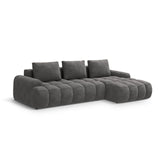 Linz 3-Sitzer Ecksofa mit Schlaffunktion, Rechte Seite, aus Samt in Grau (Vogue 15), 275x142 cm von Cosmopolitan Design – Bild 4