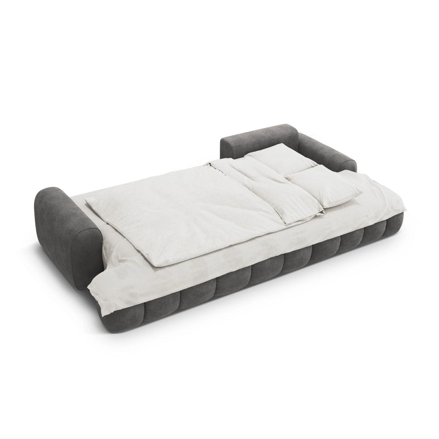 Linz 3-Sitzer Ecksofa mit Schlaffunktion, Rechte Seite, aus Samt in Grau (Vogue 15), 275x142 cm von Cosmopolitan Design – Bild 6
