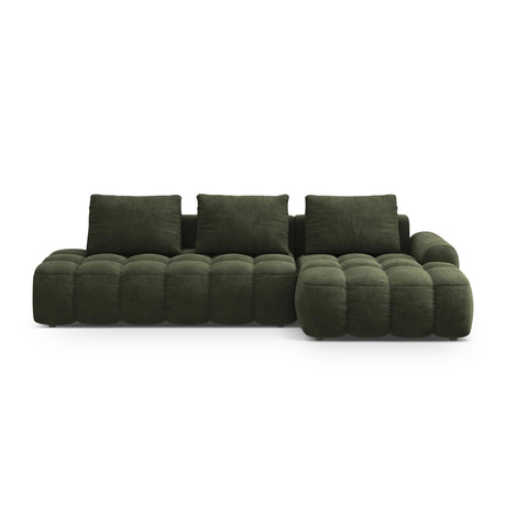 Linz 3-Sitzer Ecksofa mit Schlaffunktion, Rechte Seite, aus Samt in Grün (Vogue 11), 275x142 cm von Cosmopolitan Design – Bild 1
