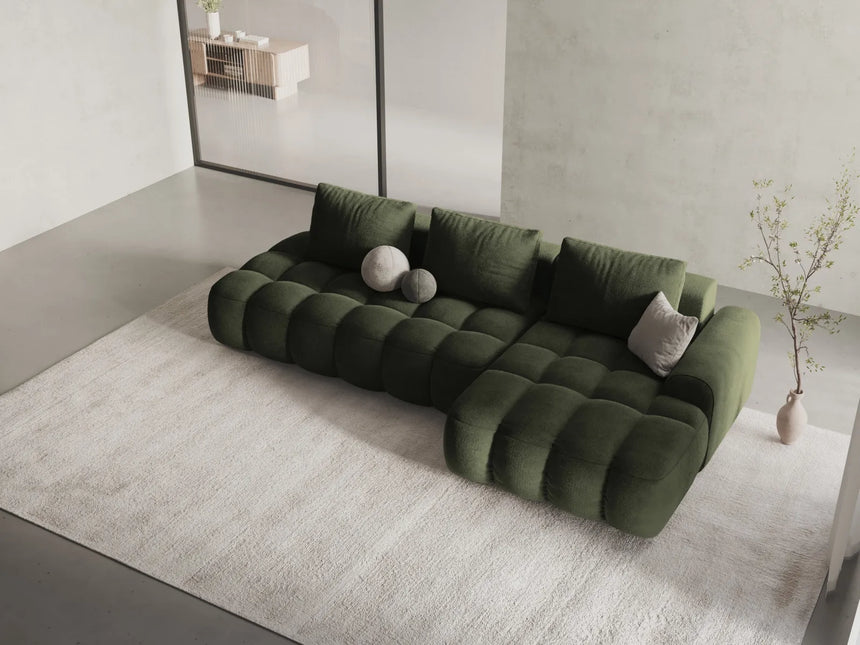 Linz 3-Sitzer Ecksofa mit Schlaffunktion, Rechte Seite, aus Samt in Grün (Vogue 11), 275x142 cm von Cosmopolitan Design – Bild 2