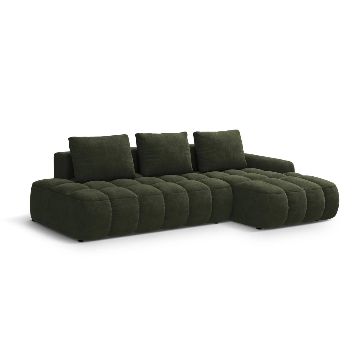 Linz 3-Sitzer Ecksofa mit Schlaffunktion, Rechte Seite, aus Samt in Grün (Vogue 11), 275x142 cm von Cosmopolitan Design – Bild 4