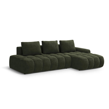 Linz 3-Sitzer Ecksofa mit Schlaffunktion, Rechte Seite, aus Samt in Grün (Vogue 11), 275x142 cm von Cosmopolitan Design – Bild 4