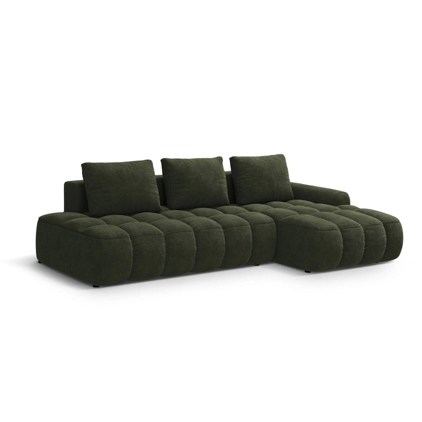 Linz 3-Sitzer Ecksofa mit Schlaffunktion, Rechte Seite, aus Samt in Grün (Vogue 11), 275x142 cm von Cosmopolitan Design – Bild 4