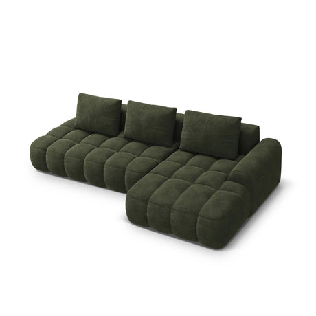 Linz 3-Sitzer Ecksofa mit Schlaffunktion, Rechte Seite, aus Samt in Grün (Vogue 11), 275x142 cm von Cosmopolitan Design – Bild 5