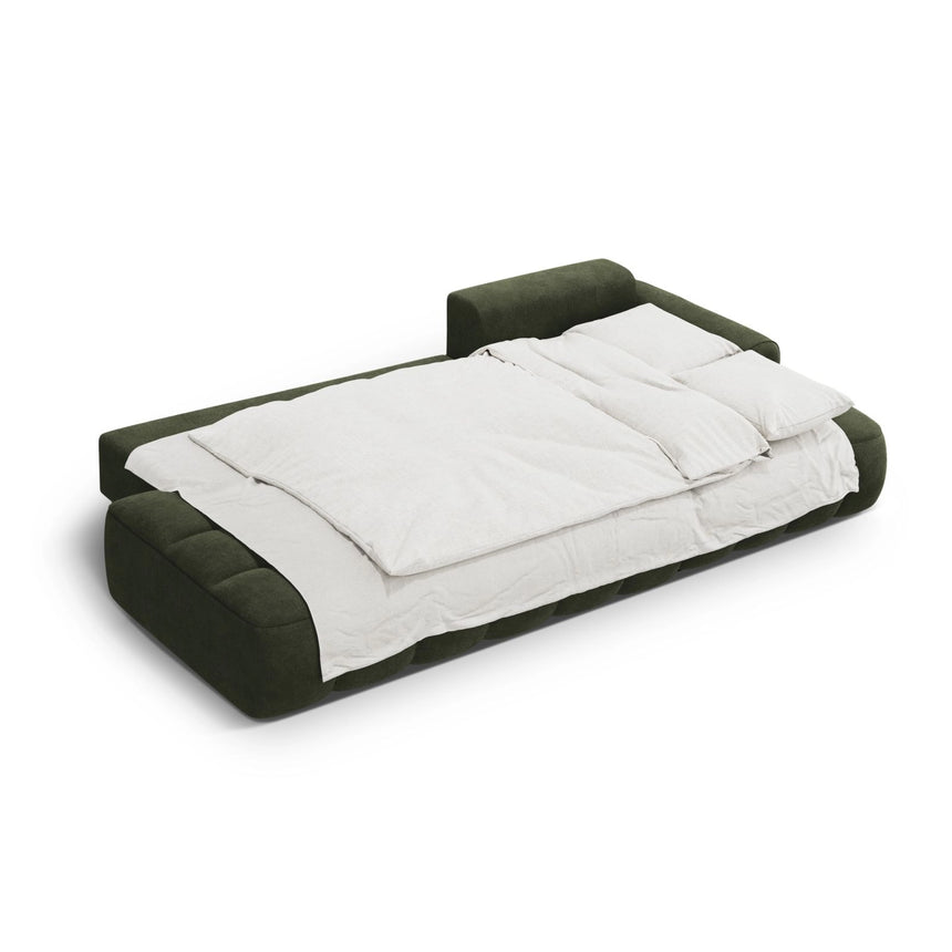 Linz 3-Sitzer Ecksofa mit Schlaffunktion, Rechte Seite, aus Samt in Grün (Vogue 11), 275x142 cm von Cosmopolitan Design – Bild 6